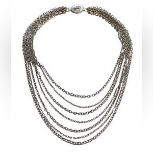 AVON 1970s Vintage Silver Multi Strand Chain Necklace